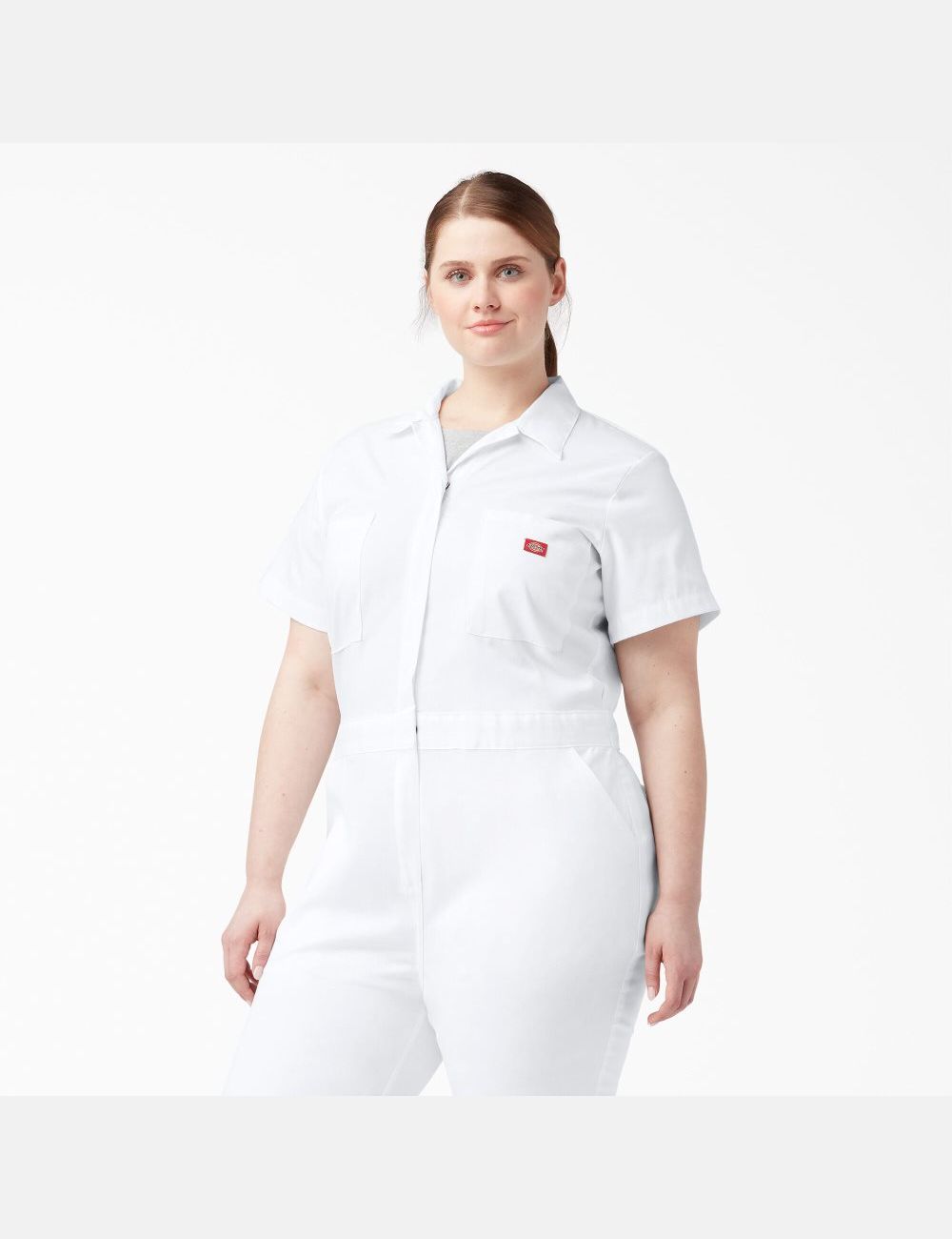 Salopettes Dickies Plus FLEX Cooling Corta Sleeve Blanche | 175BDAZYQ