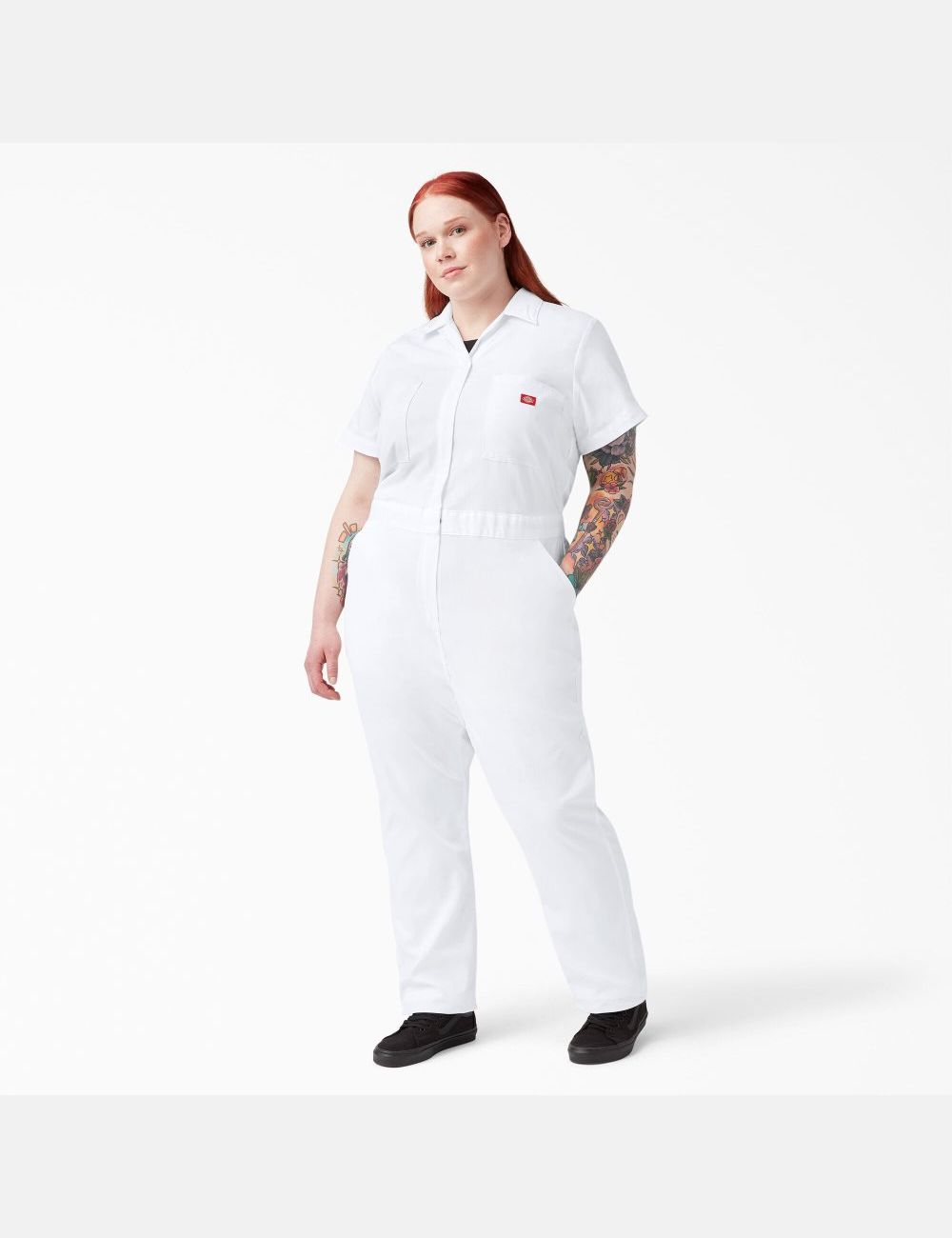 Salopettes Dickies Plus FLEX Cooling Corta Sleeve Blanche | 175BDAZYQ