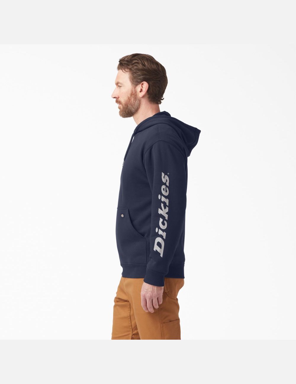 Sweat À Capuche Dickies D'eau Repellent Logo Sleeve Bleu Marine | 071FUQWBI