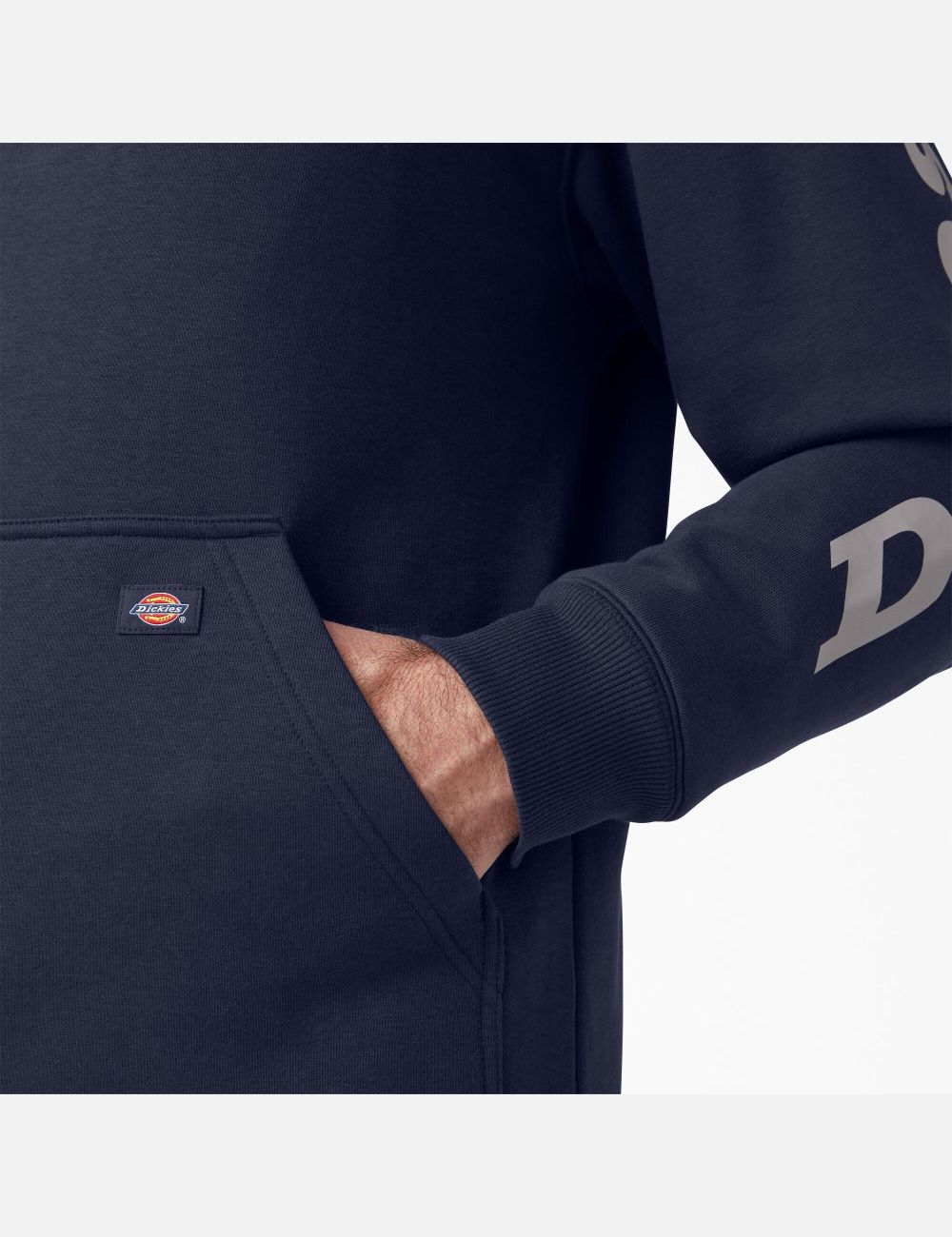 Sweat À Capuche Dickies D'eau Repellent Logo Sleeve Bleu Marine | 071FUQWBI