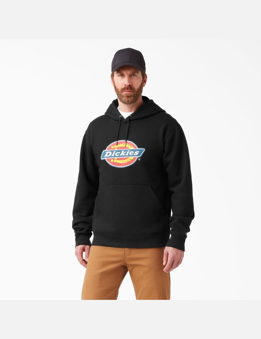 Sweat À Capuche Dickies D\'eau Repellent Tri-Color Logo Noir | 204YUAQFG