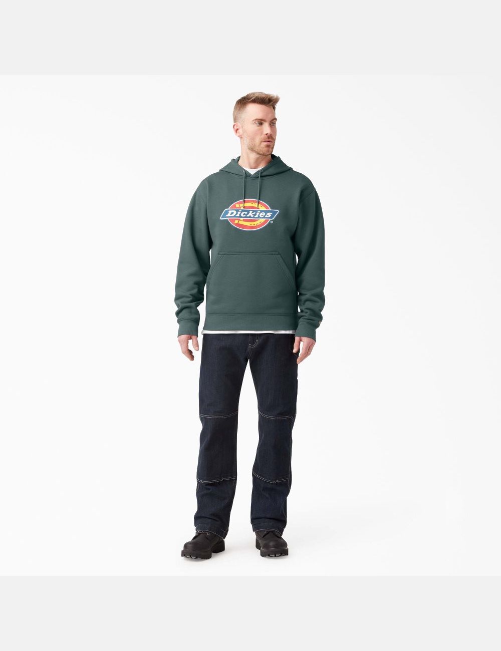 Sweat À Capuche Dickies D'eau Repellent Tri-Color Logo Vert | 547VXUKHZ