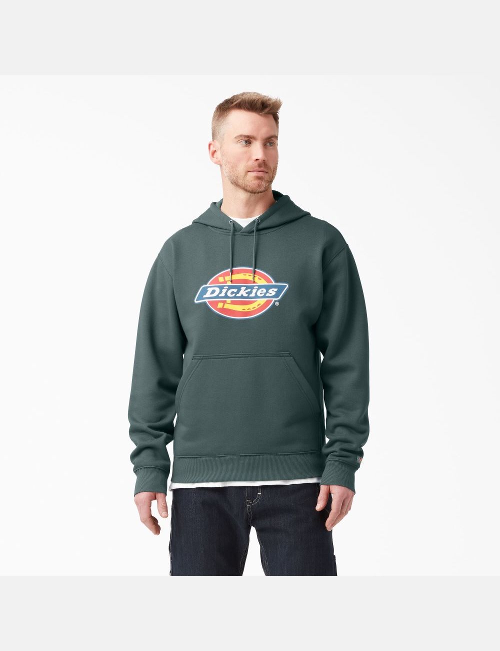 Sweat À Capuche Dickies D\'eau Repellent Tri-Color Logo Vert | 547VXUKHZ