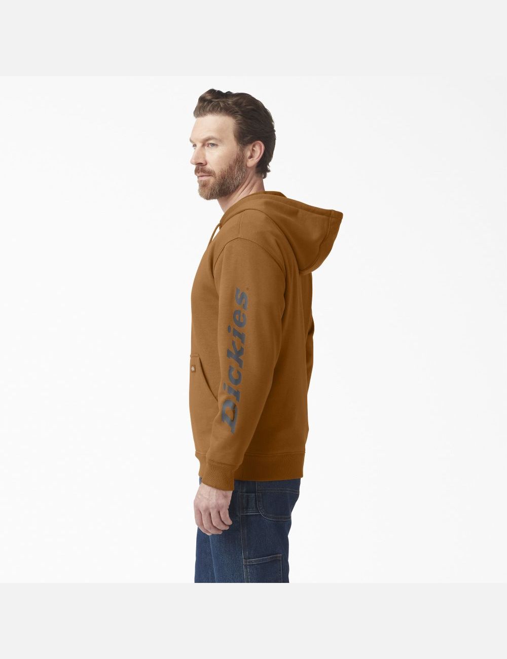 Sweat À Capuche Dickies D'eau Repellent Logo Sleeve Marron | 605BOYGAD