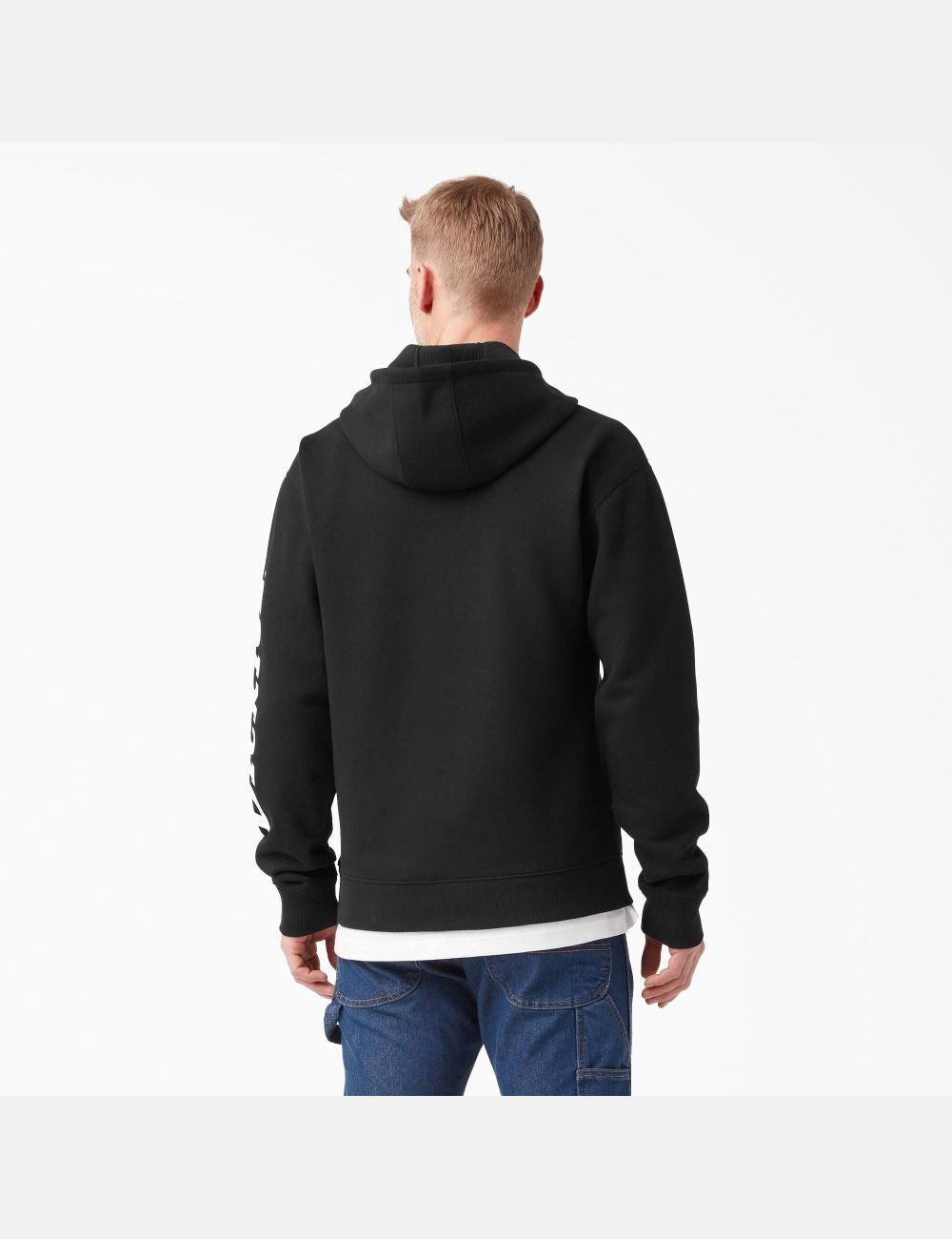 Sweat À Capuche Dickies D'eau Repellent Logo Sleeve Noir | 623UFJPYE