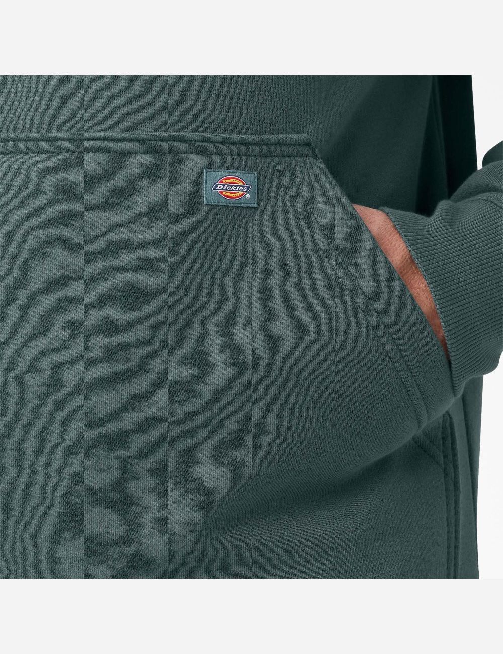 Sweat À Capuche Dickies D'eau Repellent Logo Sleeve Vert | 835RVFDUE