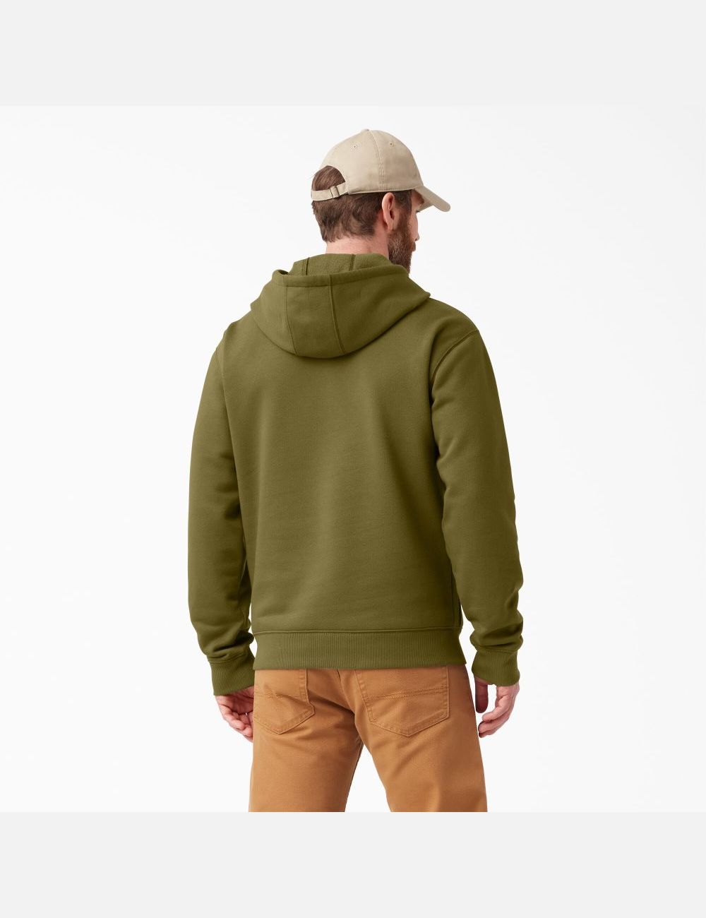 Sweat À Capuche Dickies D'eau Repellent Logo Sleeve Vert | 894VRONWY