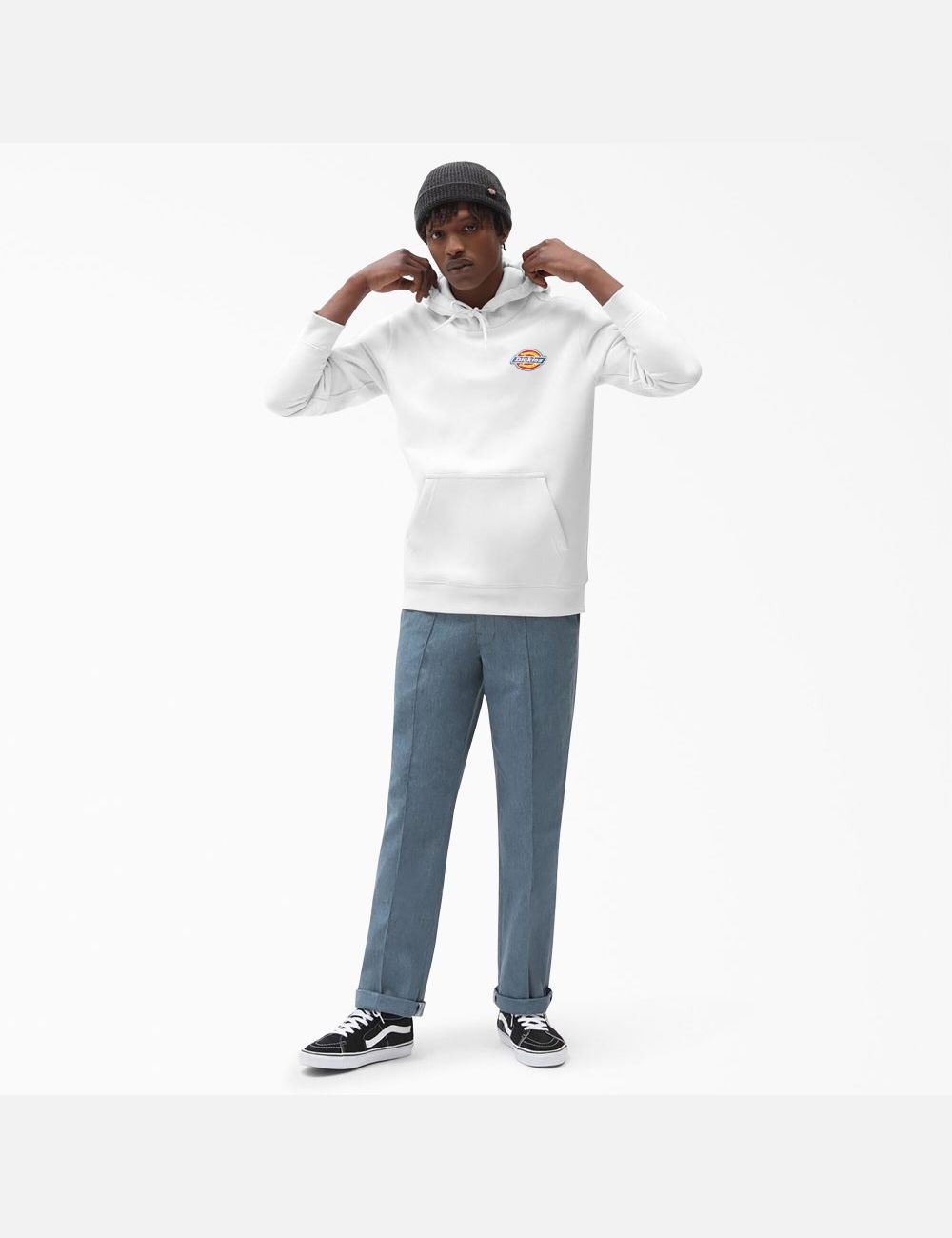 Sweat À Capuche Dickies Fleece Embroidered Chest Logo Blanche | 478PRAQED