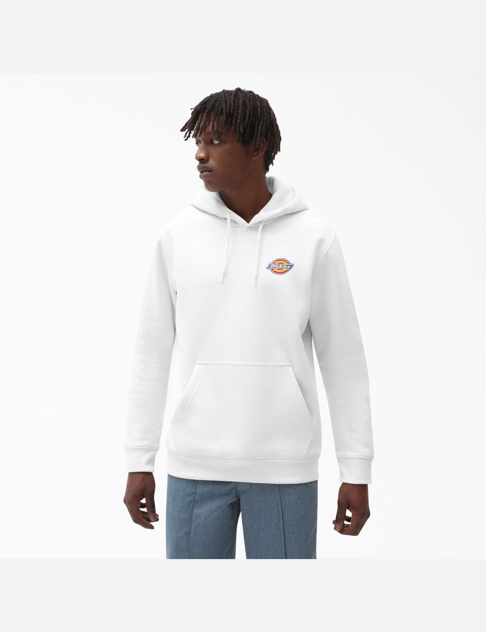 Sweat À Capuche Dickies Fleece Embroidered Chest Logo Blanche | 478PRAQED