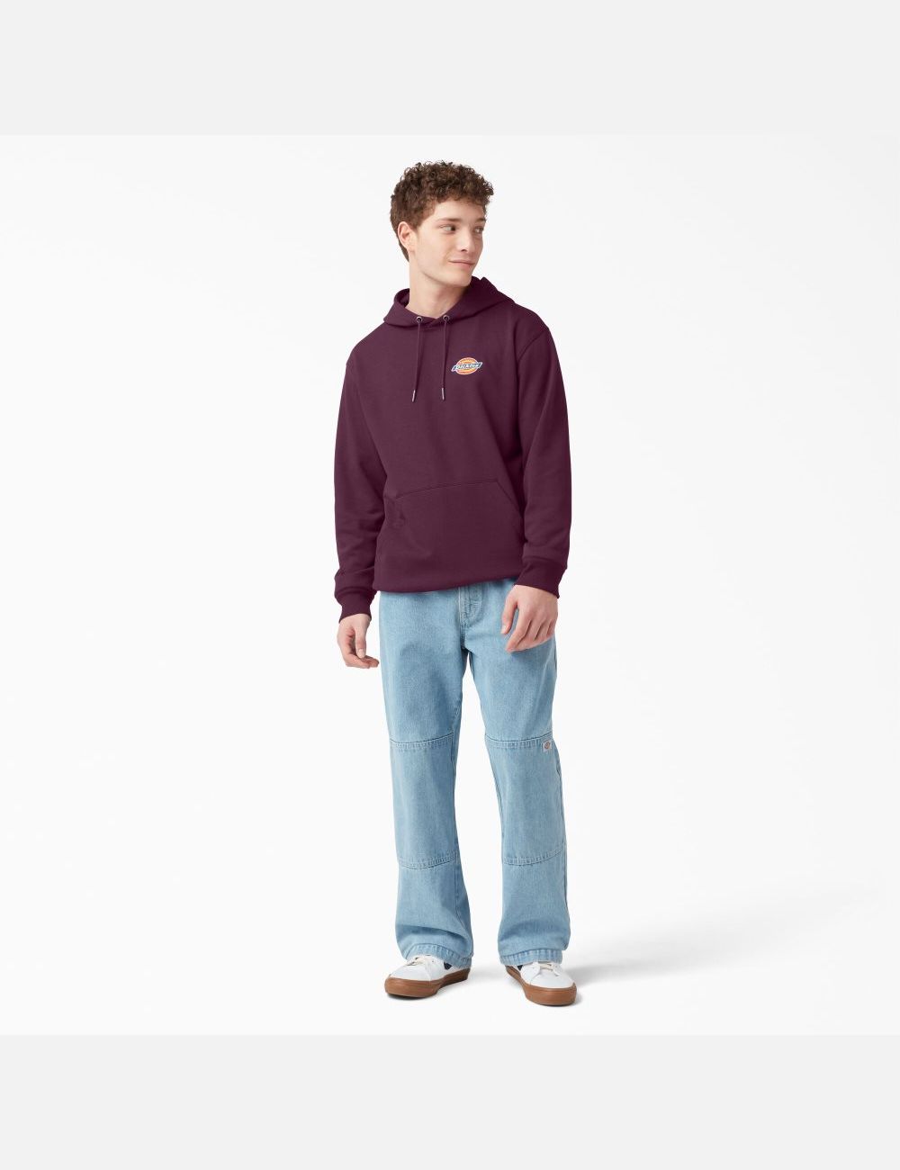 Sweat À Capuche Dickies Fleece Embroidered Chest Logo Violette Bordeaux | 541JZKBNA