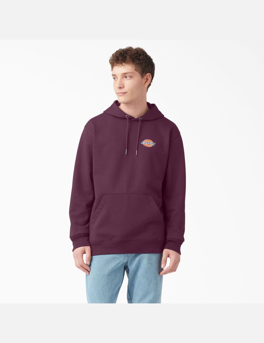 Sweat À Capuche Dickies Fleece Embroidered Chest Logo Violette Bordeaux | 541JZKBNA