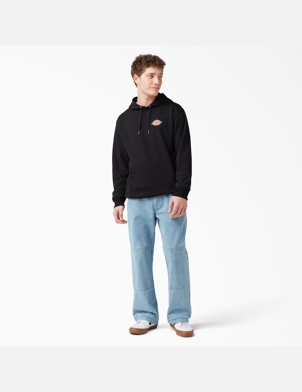 Sweat À Capuche Dickies Fleece Embroidered Chest Logo Noir | 594XPEKGD