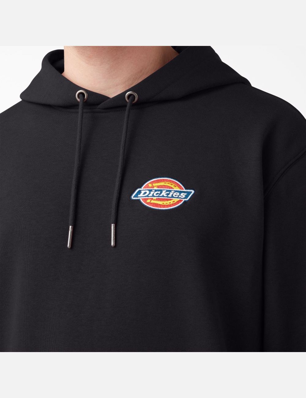 Sweat À Capuche Dickies Fleece Embroidered Chest Logo Noir | 594XPEKGD