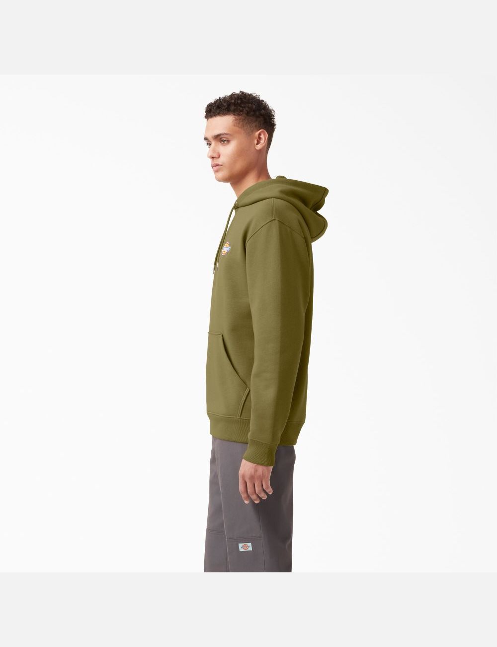 Sweat À Capuche Dickies Fleece Embroidered Chest Logo Vert | 764XQUWZJ