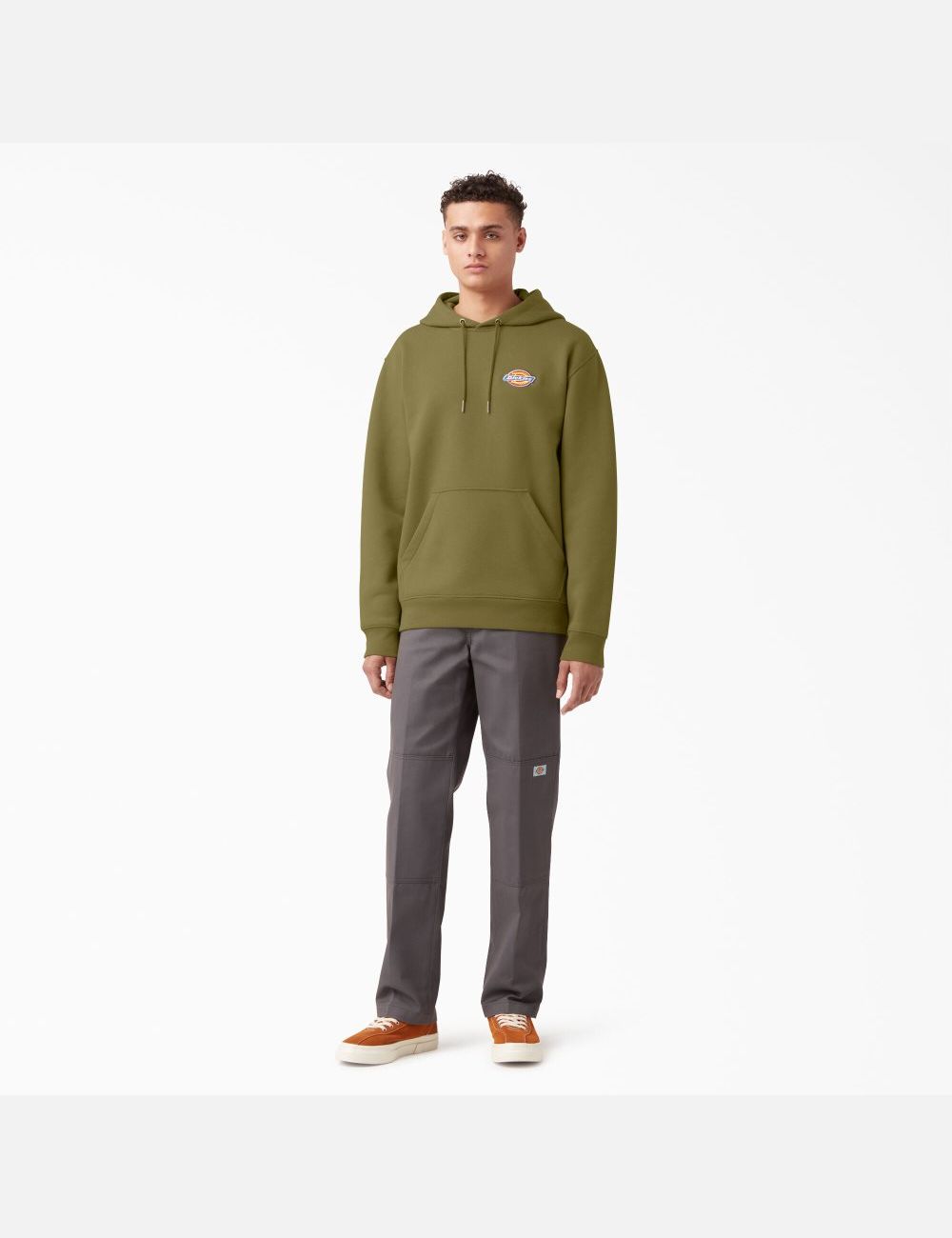 Sweat À Capuche Dickies Fleece Embroidered Chest Logo Vert | 764XQUWZJ