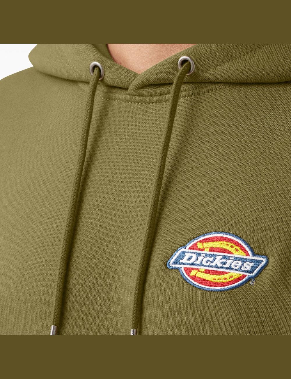 Sweat À Capuche Dickies Fleece Embroidered Chest Logo Vert | 764XQUWZJ