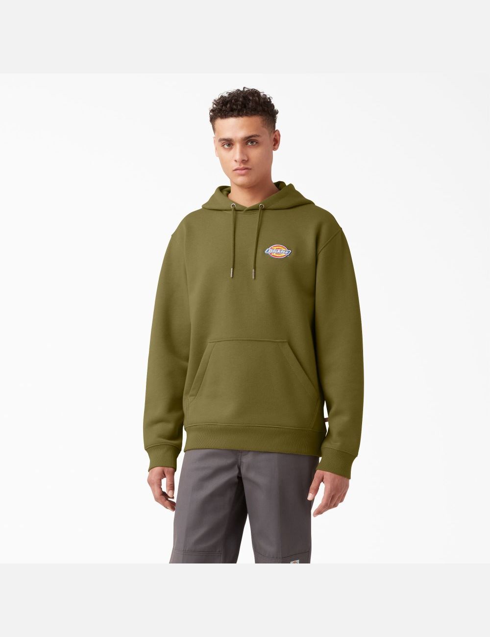 Sweat À Capuche Dickies Fleece Embroidered Chest Logo Vert | 764XQUWZJ