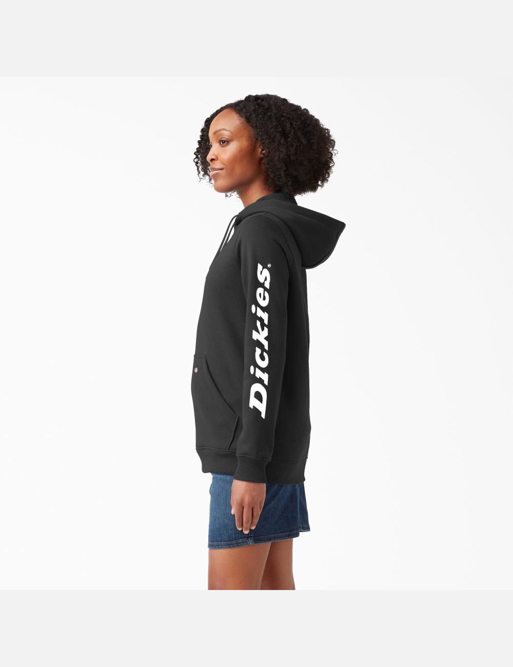 Sweat À Capuche Dickies Heavyweight Logo Sleeve Noir | 183SCXRON