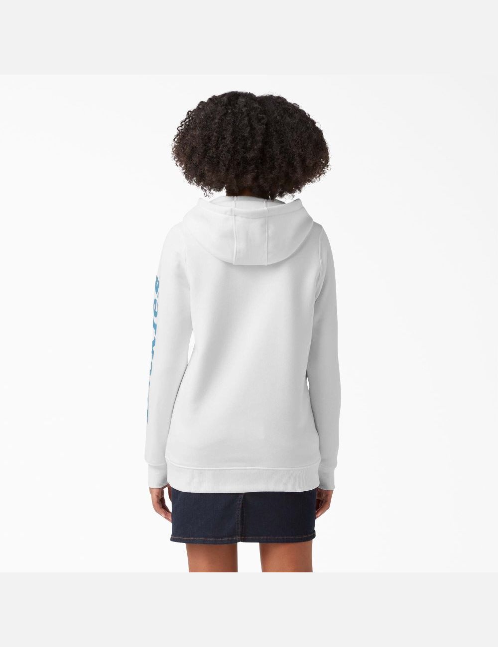 Sweat À Capuche Dickies Heavyweight Logo Sleeve Blanche Bleu | 367PNTSHA