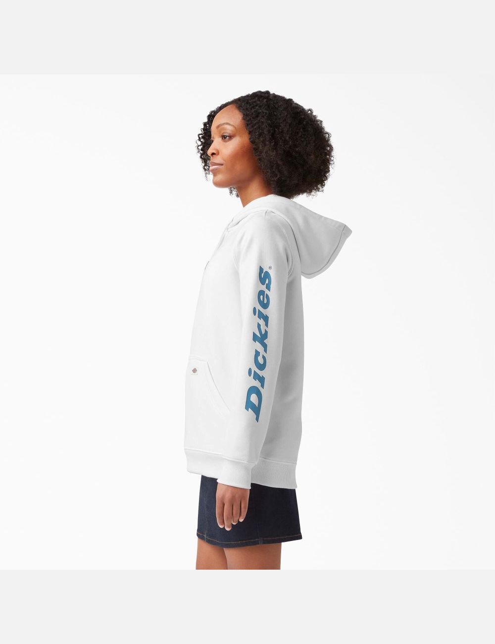 Sweat À Capuche Dickies Heavyweight Logo Sleeve Blanche Bleu | 367PNTSHA