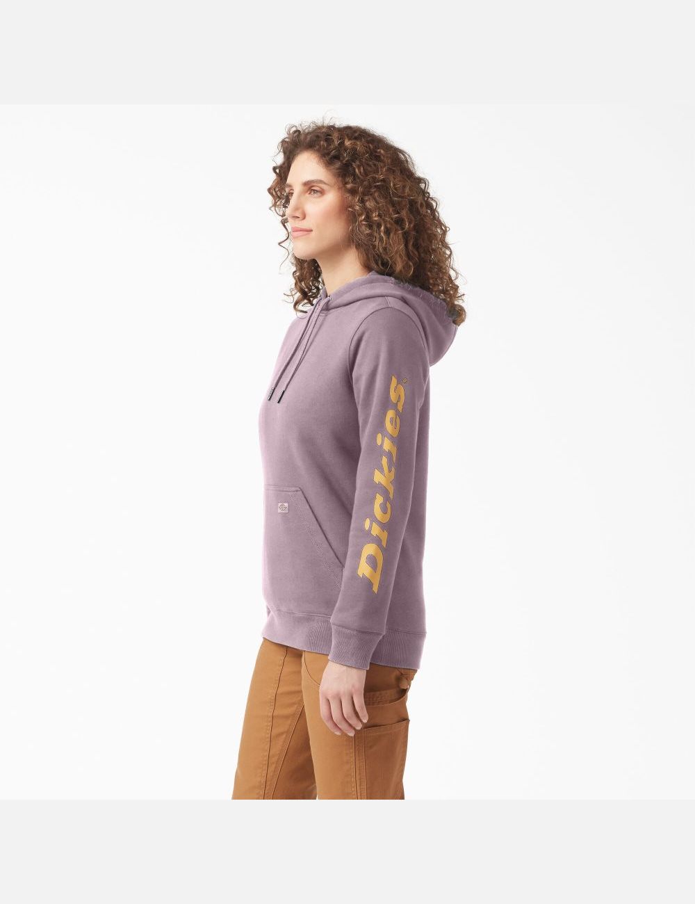 Sweat À Capuche Dickies Heavyweight Logo Sleeve Violette | 381VRWMZN