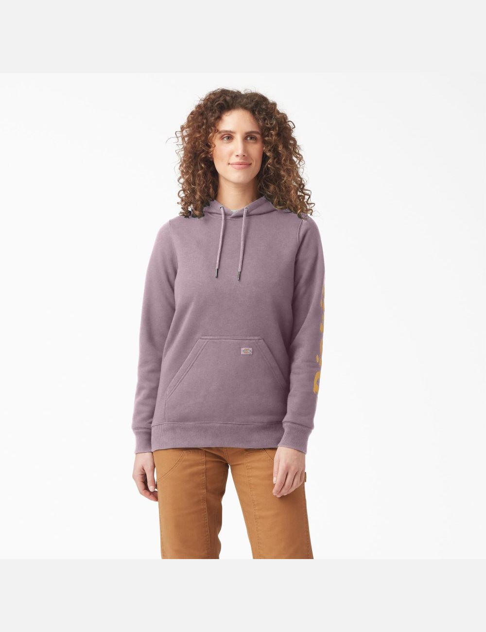 Sweat À Capuche Dickies Heavyweight Logo Sleeve Violette | 381VRWMZN