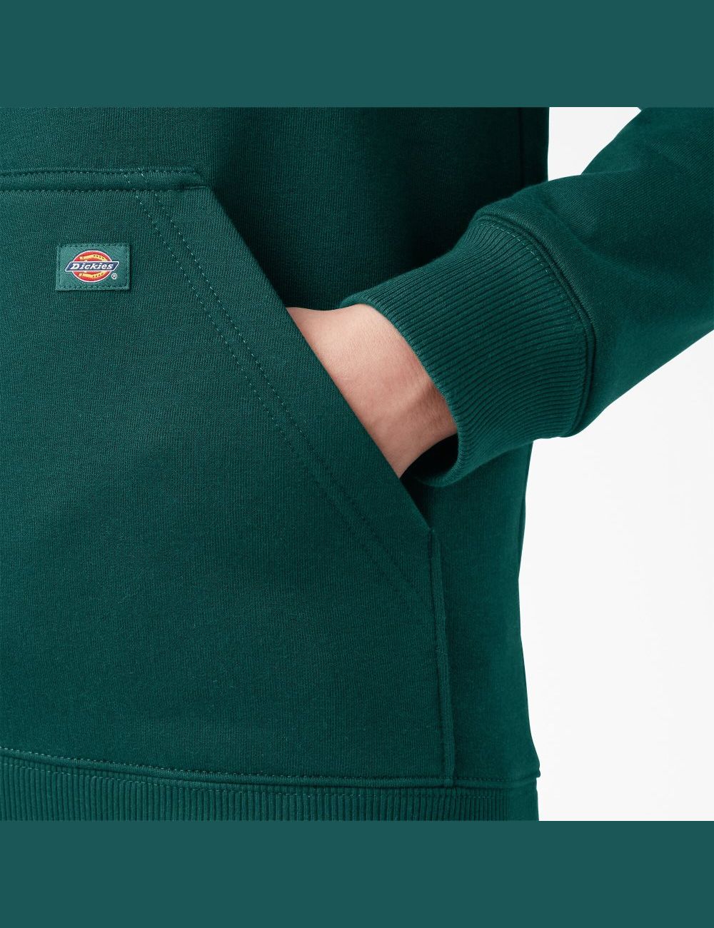 Sweat À Capuche Dickies Heavyweight Logo Sleeve Vert | 429FLDVHZ