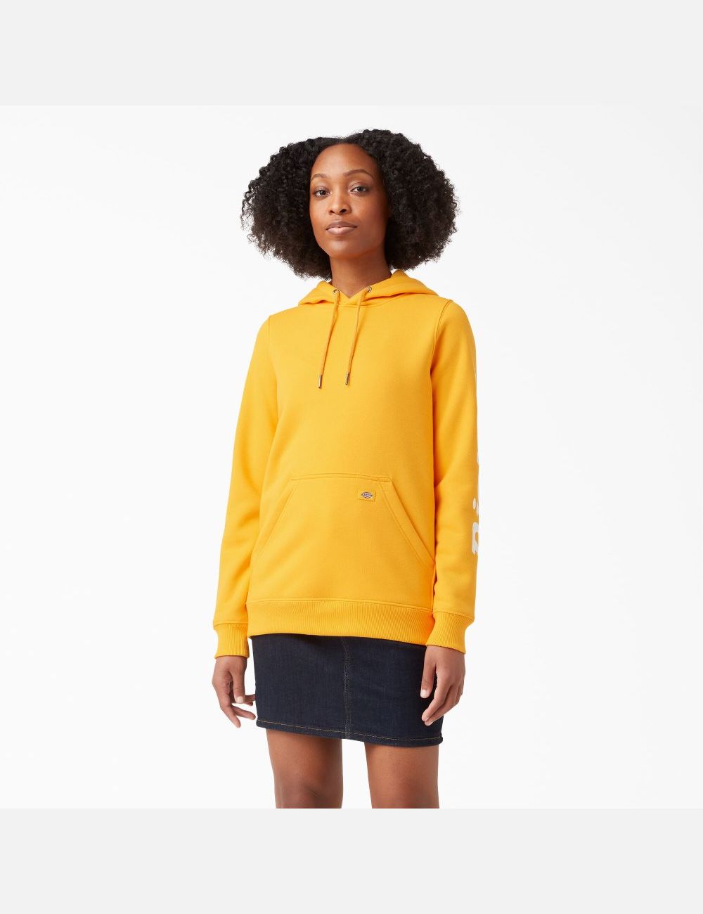 Sweat À Capuche Dickies Heavyweight Logo Sleeve Jaune | 875DSMUGT