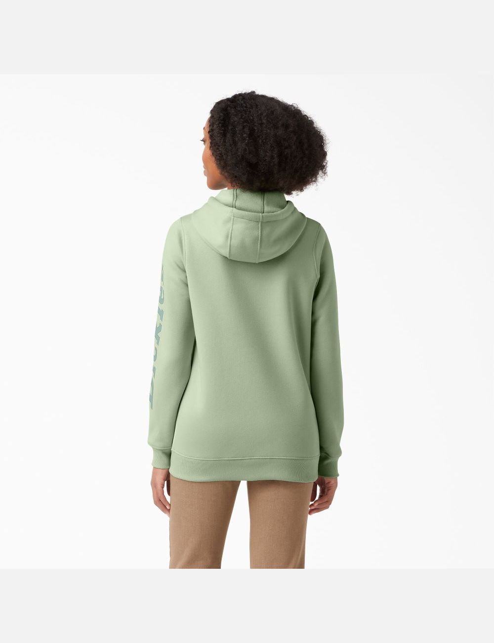 Sweat À Capuche Dickies Heavyweight Logo Sleeve Vert | 947ALKQEU