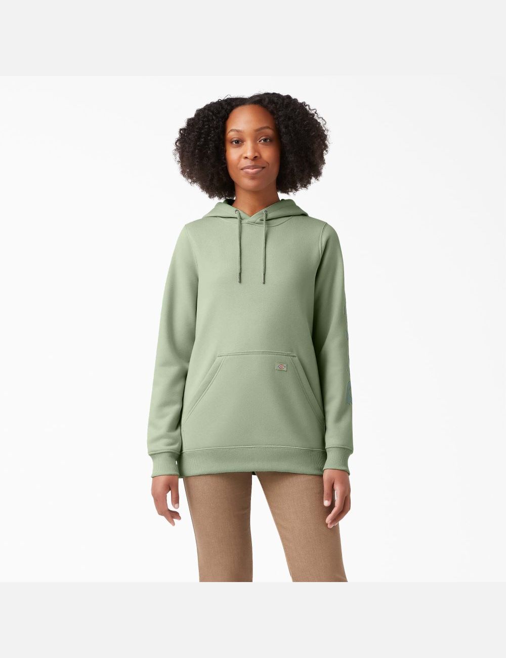 Sweat À Capuche Dickies Heavyweight Logo Sleeve Vert | 947ALKQEU