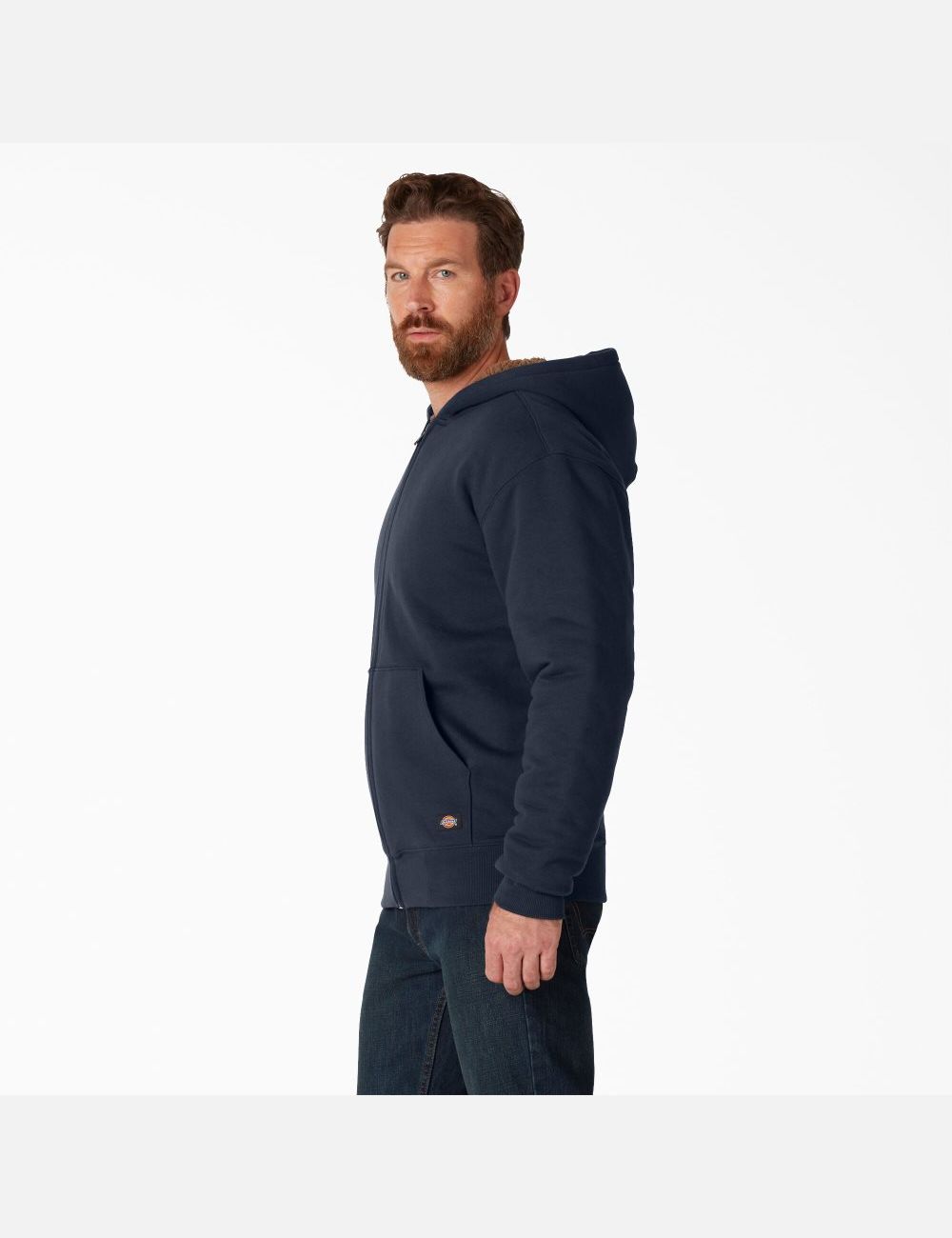 Sweat À Capuche Dickies High Pile Fleece Doublée Full Zip Bleu Marine | 796JNDTEX