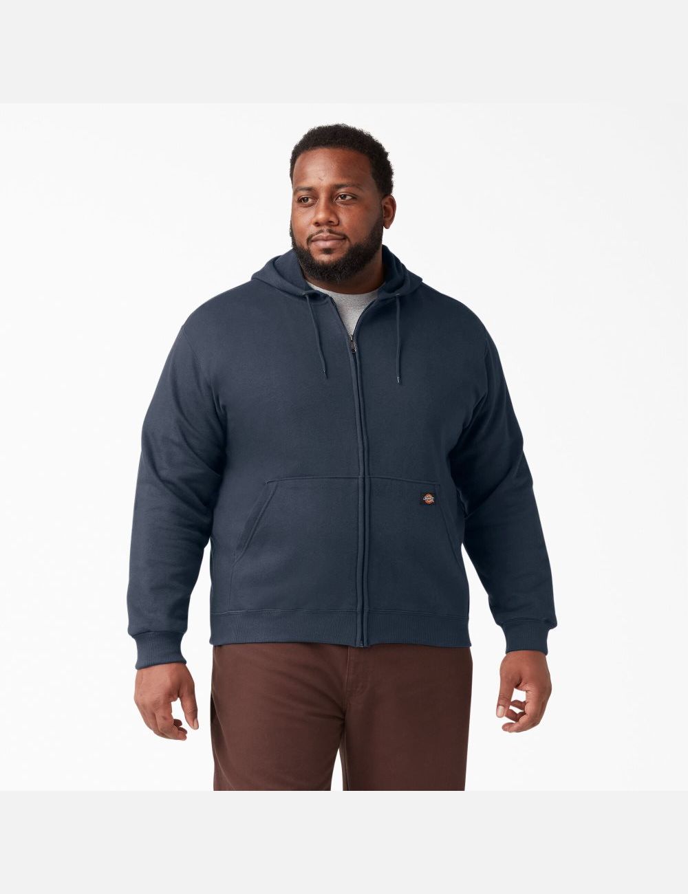 Sweat À Capuche Dickies Midweight Fleece Zip Bleu Marine | 974FNLCMH