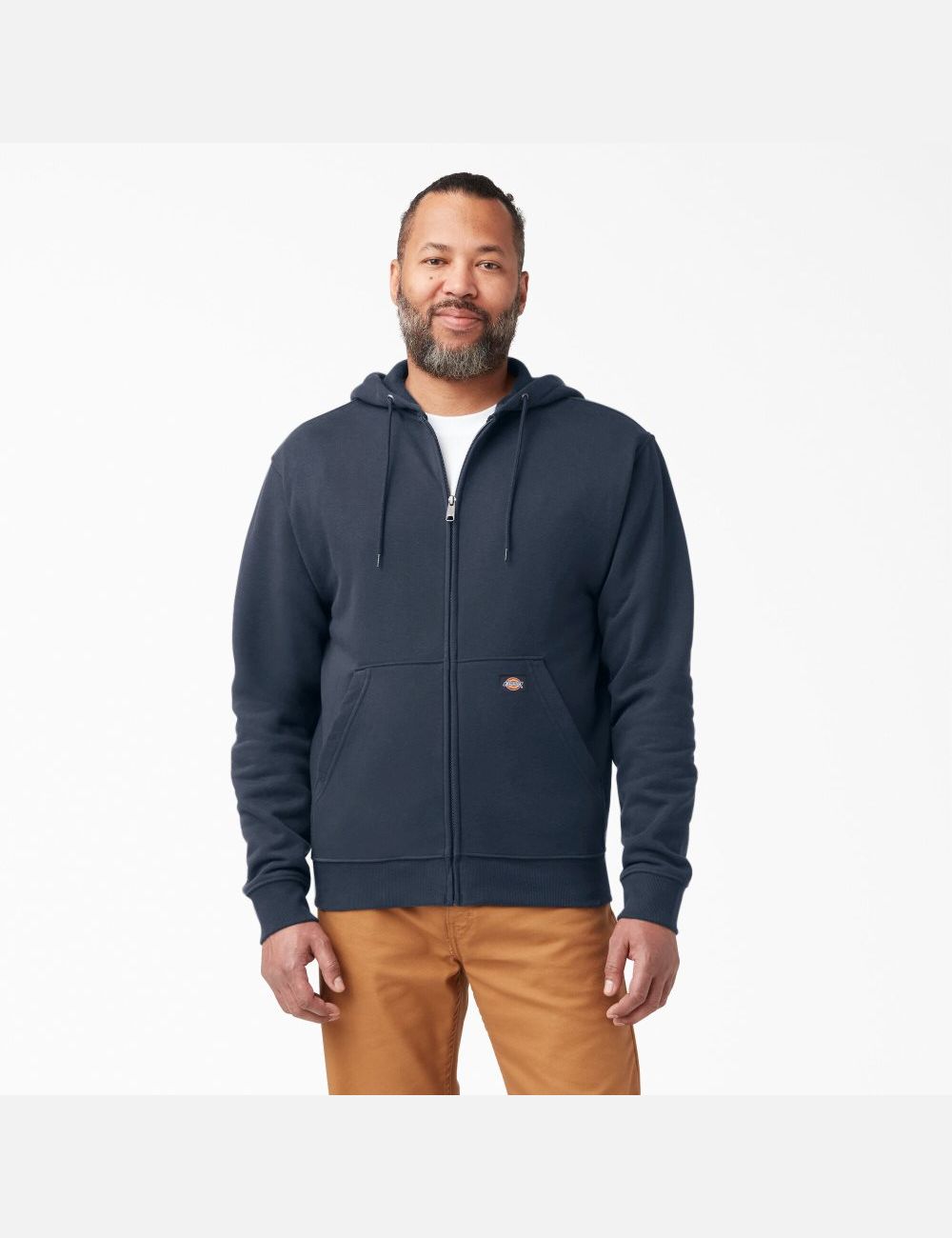 Sweat À Capuche Dickies Midweight Fleece Zip Bleu Marine | 974FNLCMH