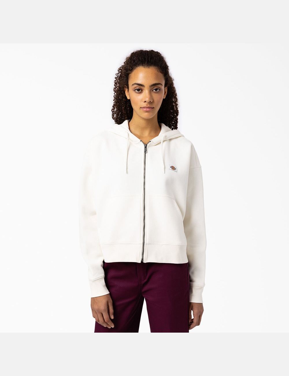 Sweat À Capuche Dickies Oakport Zip Blanche | 045JKVIRH