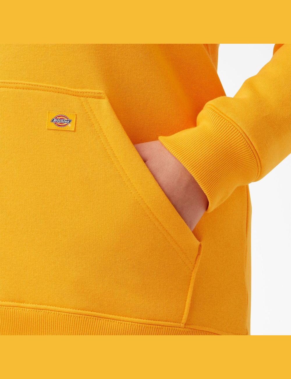 Sweat À Capuche Dickies Plus Heavyweight Logo Sleeve Jaune | 589UFMBIT