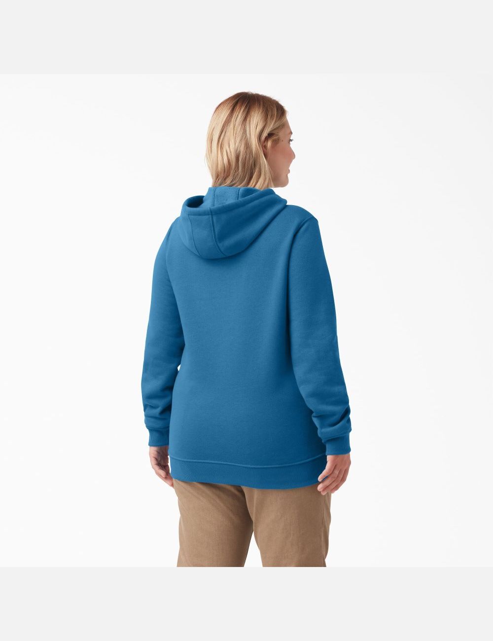 Sweat À Capuche Dickies Plus Heavyweight Logo Sleeve Bleu | 973YFJTGN