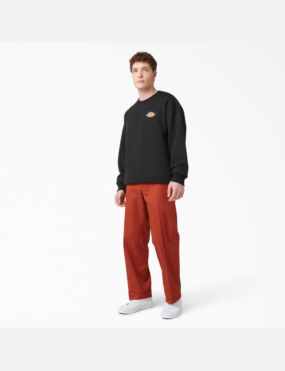 Sweatshirt Dickies Fleece Embroidered Chest Logo Noir | 318KNGASZ