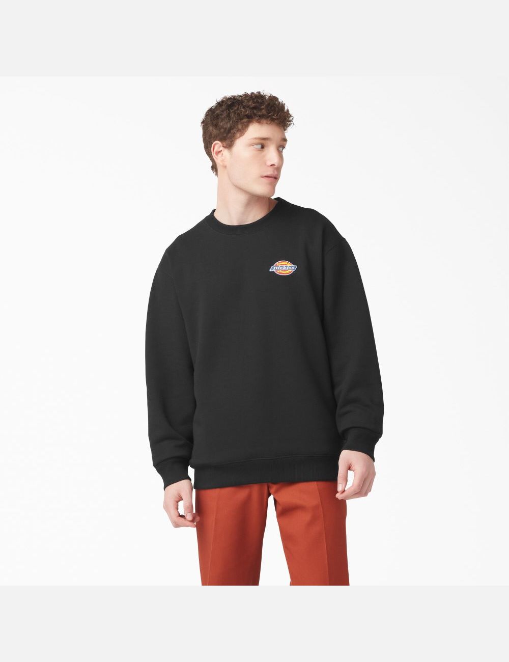 Sweatshirt Dickies Fleece Embroidered Chest Logo Noir | 318KNGASZ