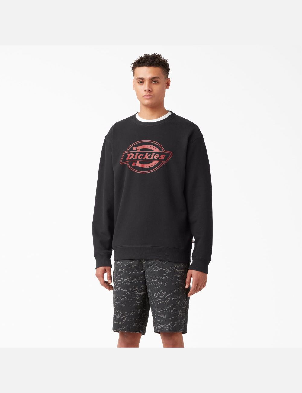 Sweatshirt Dickies Fleece Logo Graphique Noir Rouge | 519EHLVAN