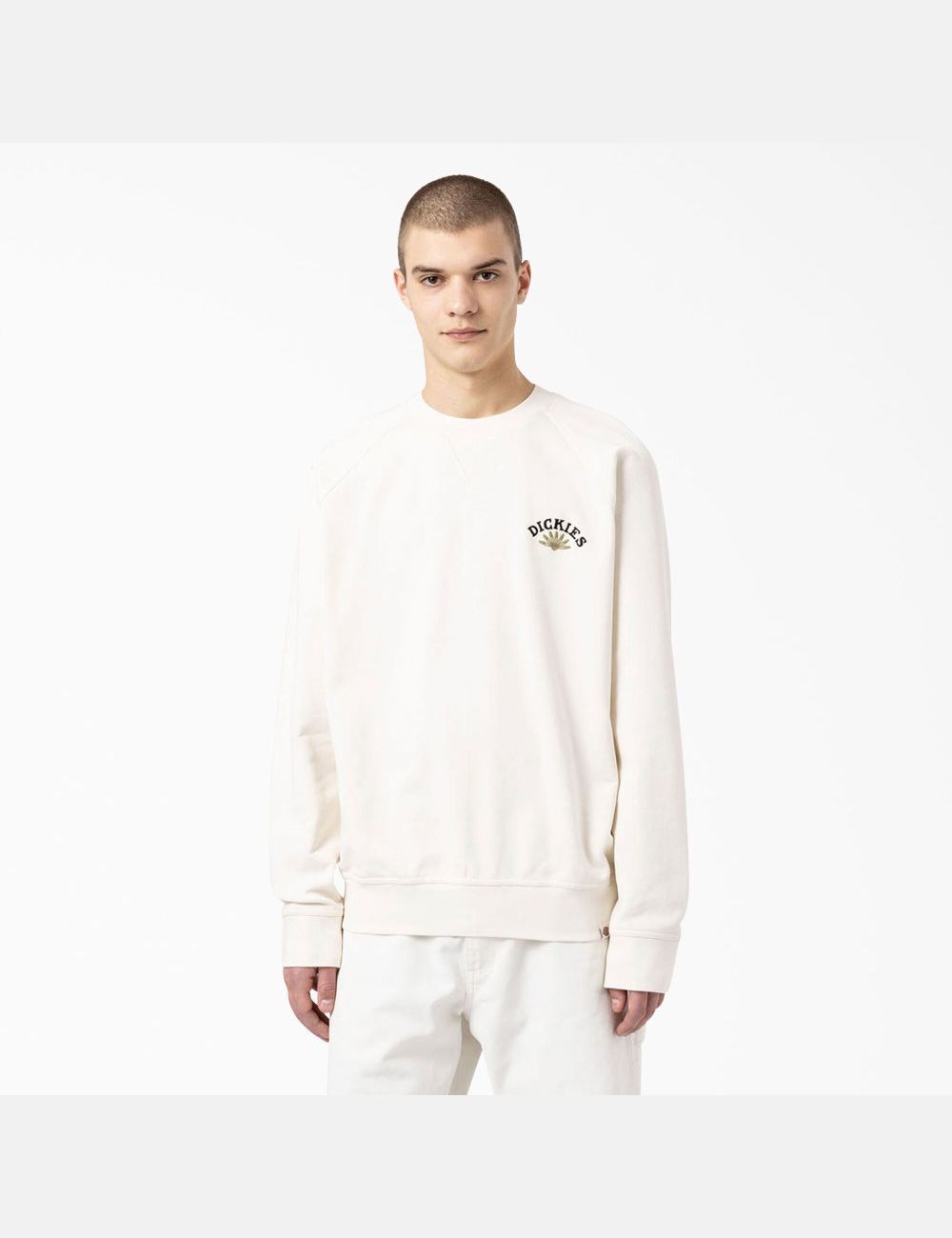 Sweatshirt Dickies Fort Lewis Embroidered Blanche | 495CPYJDB