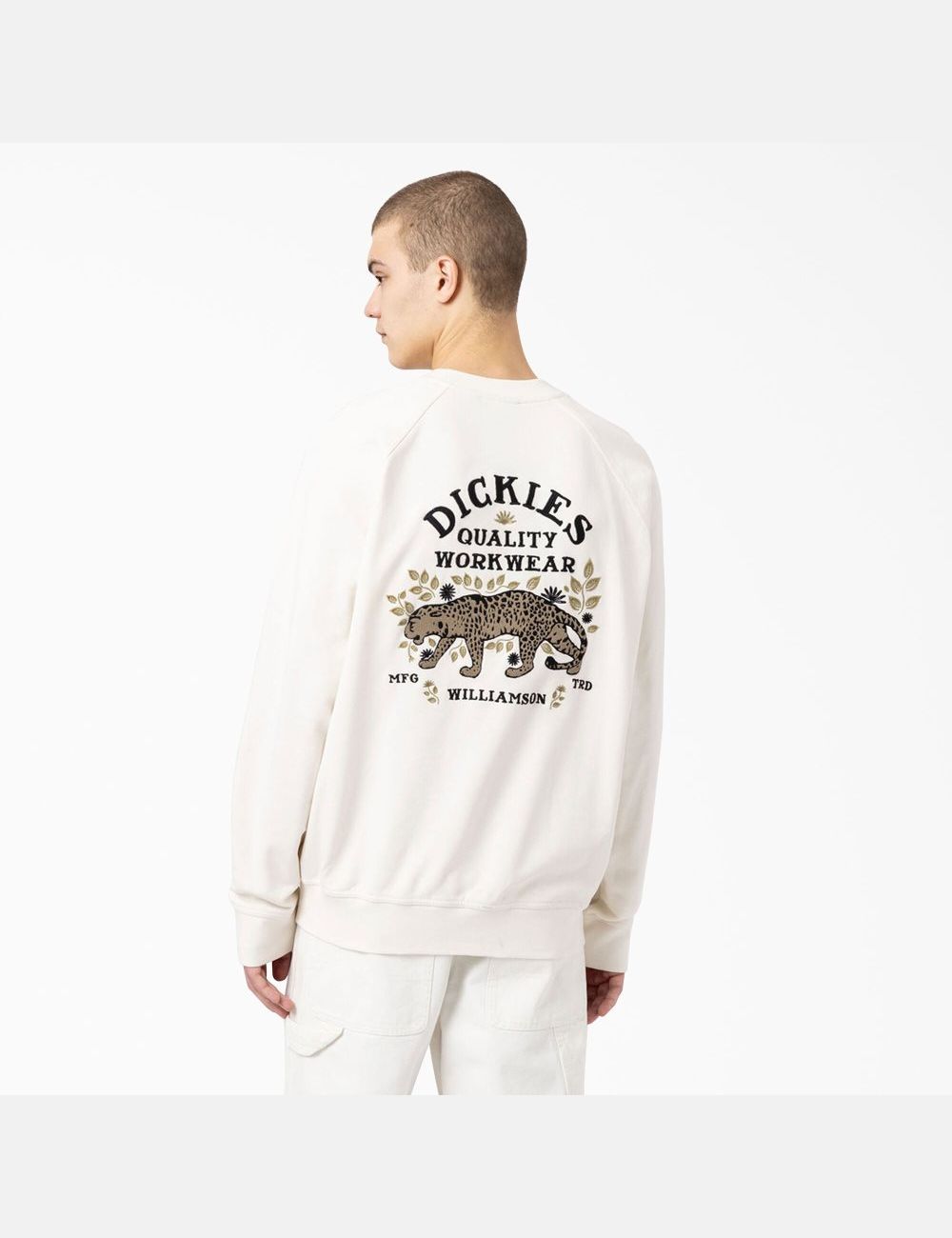 Sweatshirt Dickies Fort Lewis Embroidered Blanche | 495CPYJDB