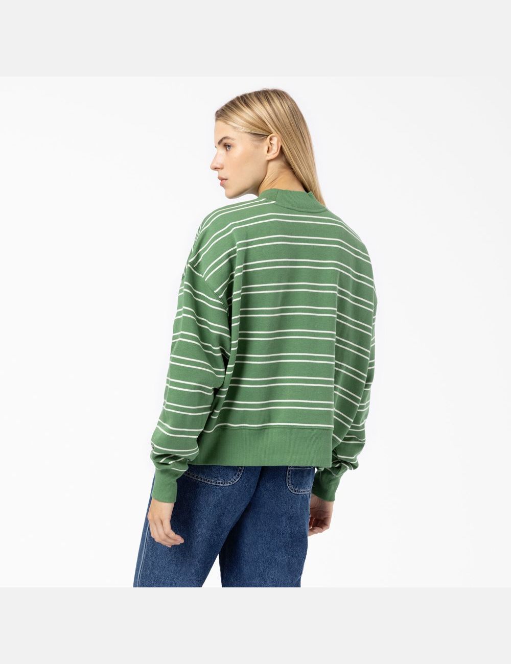 Sweatshirt Dickies Westover Rayé Blanche Vert Stripes | 468JMDWSO