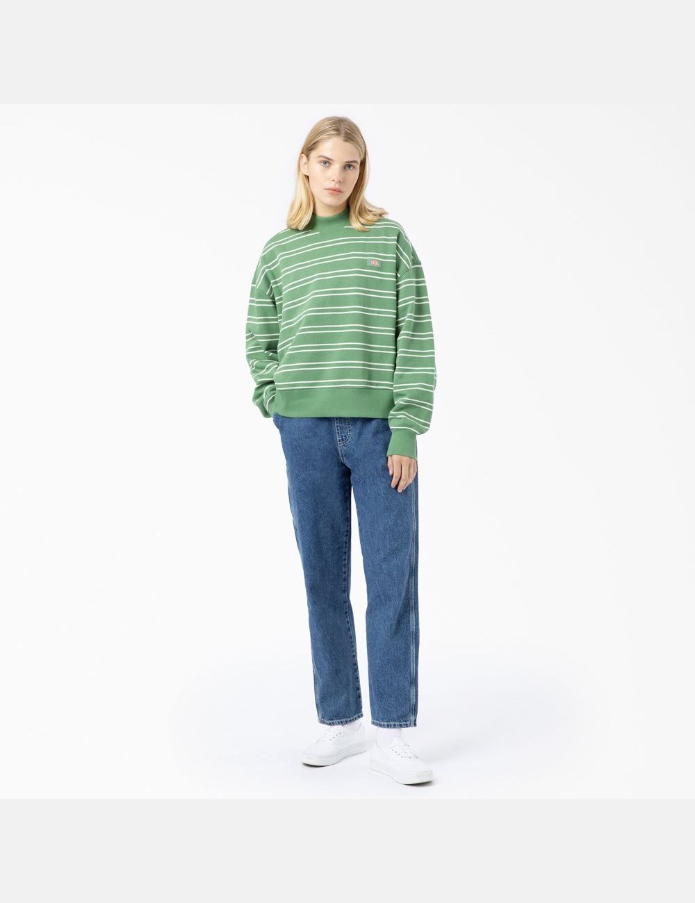 Sweatshirt Dickies Westover Rayé Blanche Vert Stripes | 468JMDWSO