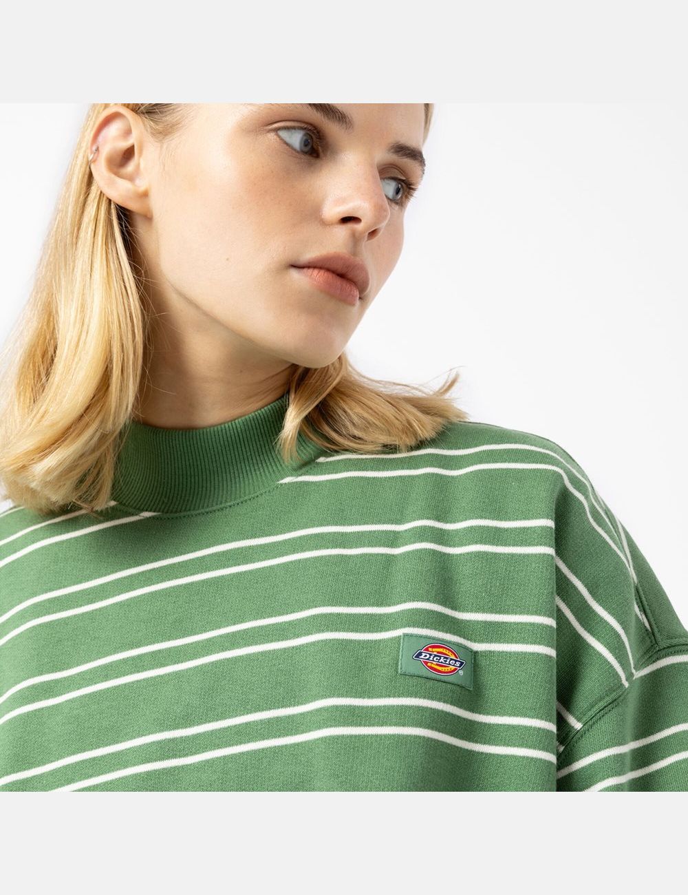 Sweatshirt Dickies Westover Rayé Blanche Vert Stripes | 468JMDWSO