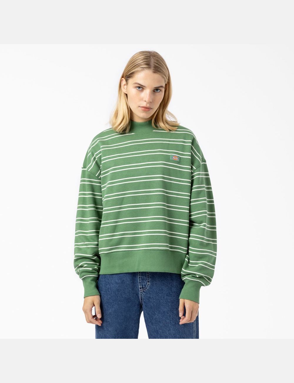 Sweatshirt Dickies Westover Rayé Blanche Vert Stripes | 468JMDWSO