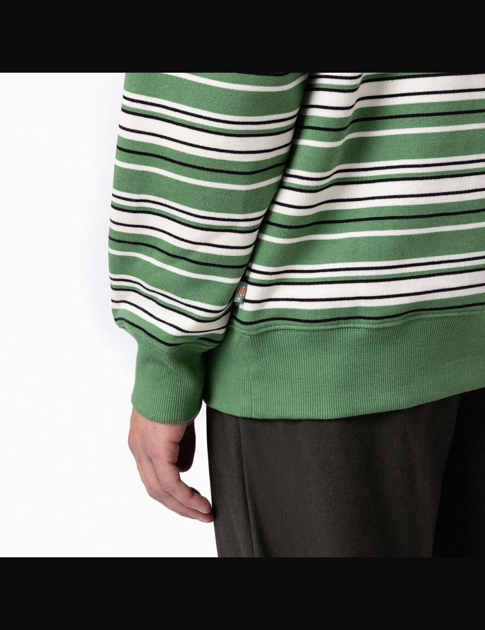 Sweatshirt Dickies Westover Rayé Crew Neck Vert Foncé Stripes | 365HJEZFN