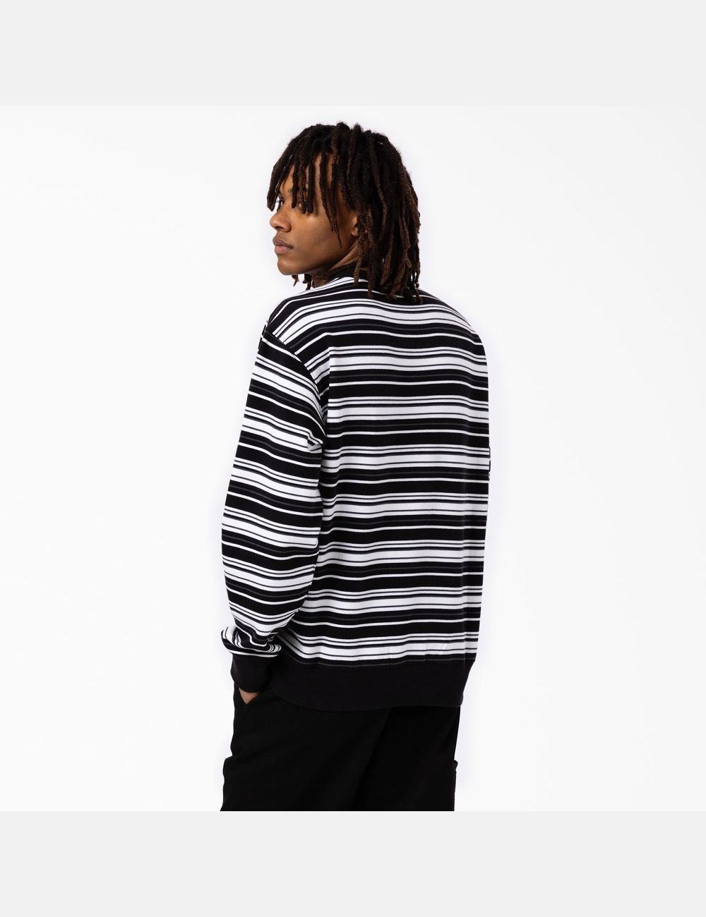 Sweatshirt Dickies Westover Rayé Crew Neck Noir Stripes | 571MSUYGE