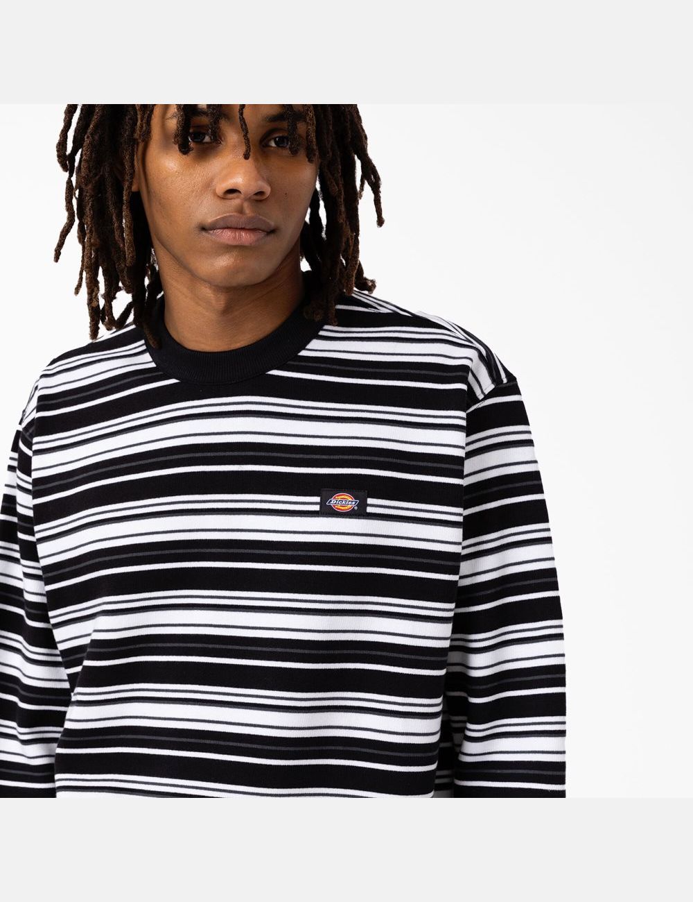 Sweatshirt Dickies Westover Rayé Crew Neck Noir Stripes | 571MSUYGE