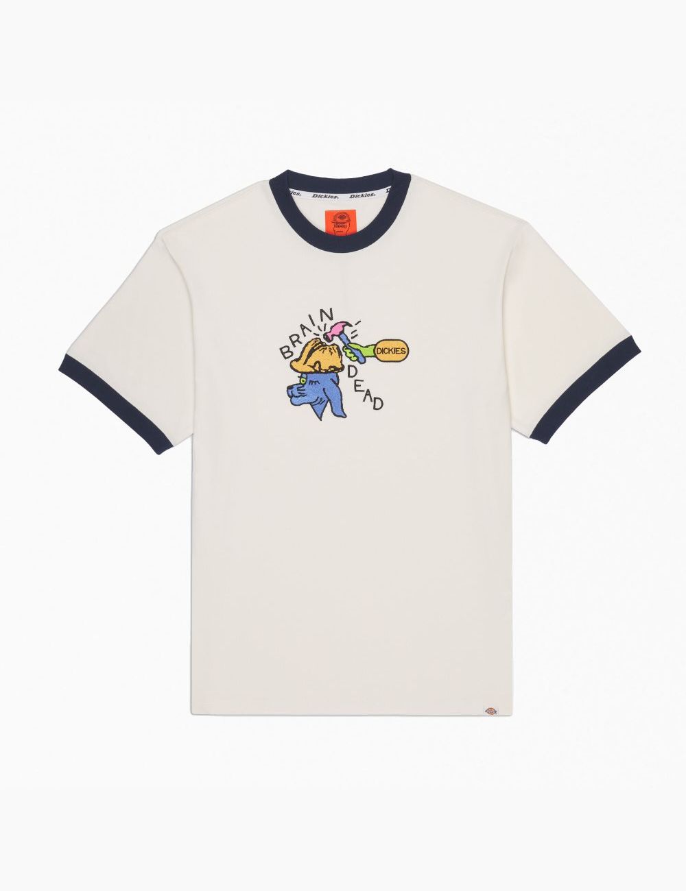 T Shirts Dickies Brain Dead Embroidered Blanche | 985MJHFYD