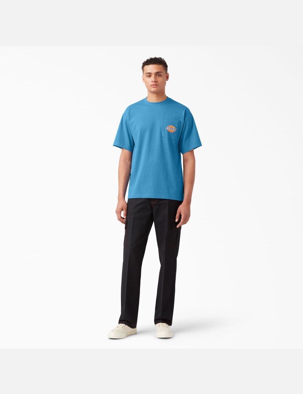 T Shirts Dickies Chest Logo Pocket Bleu Foncé | 912CTUIMZ